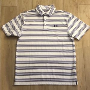 Under Armour purple striped golf polo
